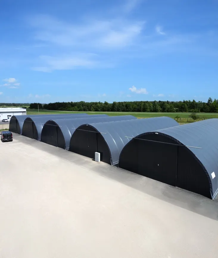 Row of ARBENA buildings used for industrial buffer storage